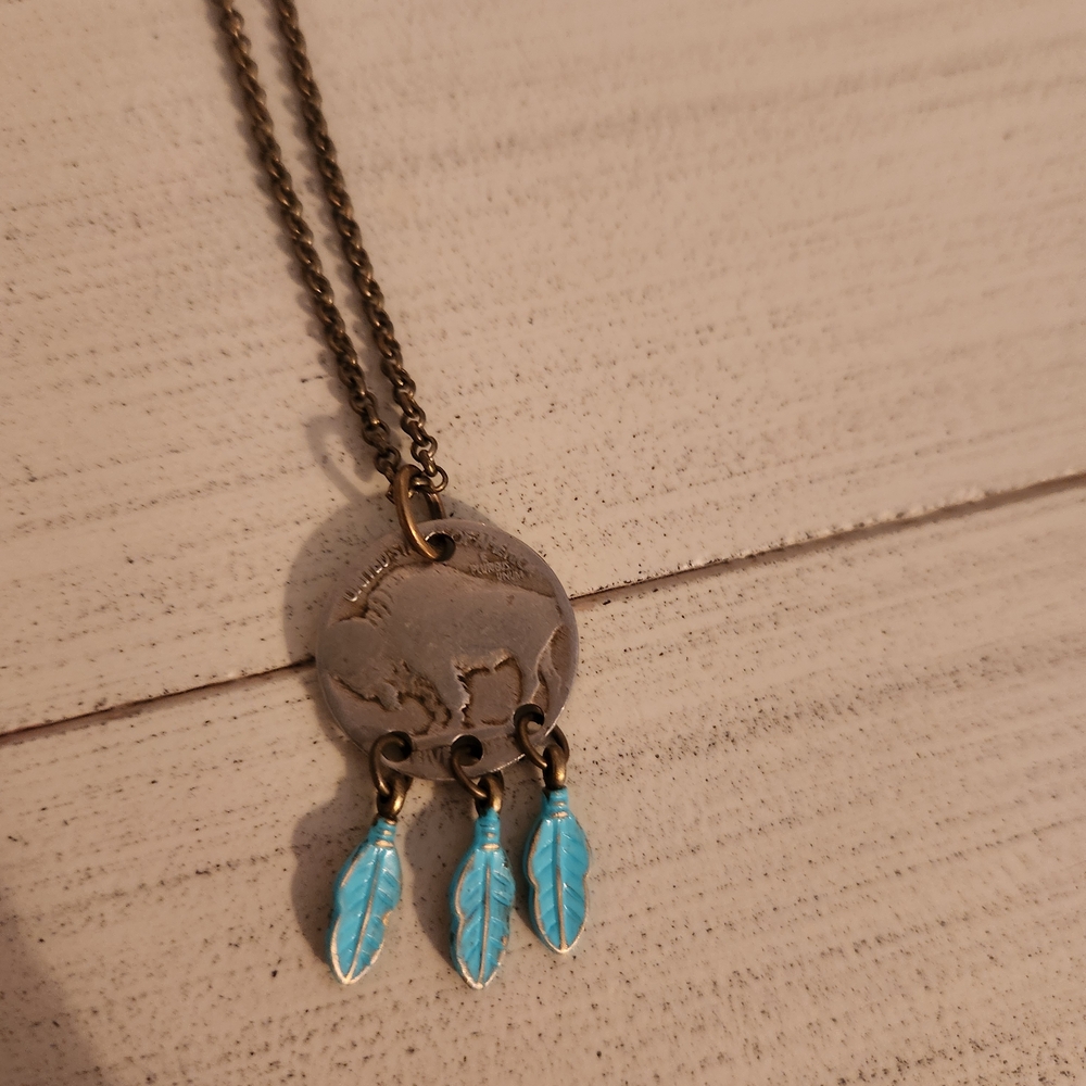 Bohemian Feather Pendant Necklace